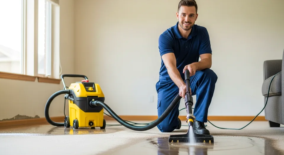 Water Damage Restoration professional at work in Waterloo
